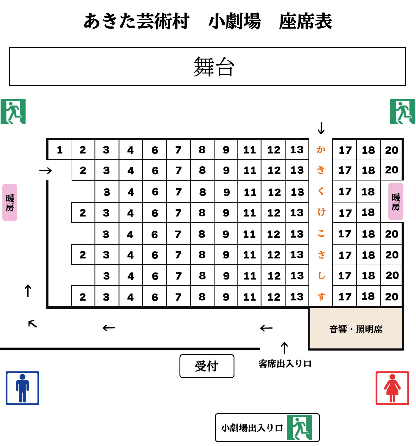 あきた芸術村小劇場座席表